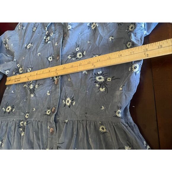 L.L.Bean Medium Corduroy Prairie Modest Floral CottageCore Button up midi Dress - Picture 7 of 10